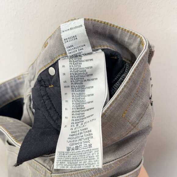 Diesel Womens 28 x 32 Slandy Zip Skinny Grey Wash Jeans - Picture 12 of 12